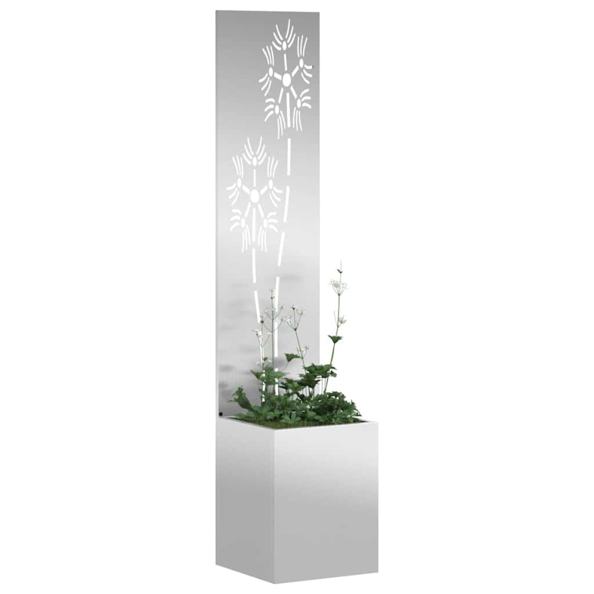 vidaXL Οθόνη Ιδιωτικότητας Κήπου Floral Ασημί 32 x 32 x 150 εκ