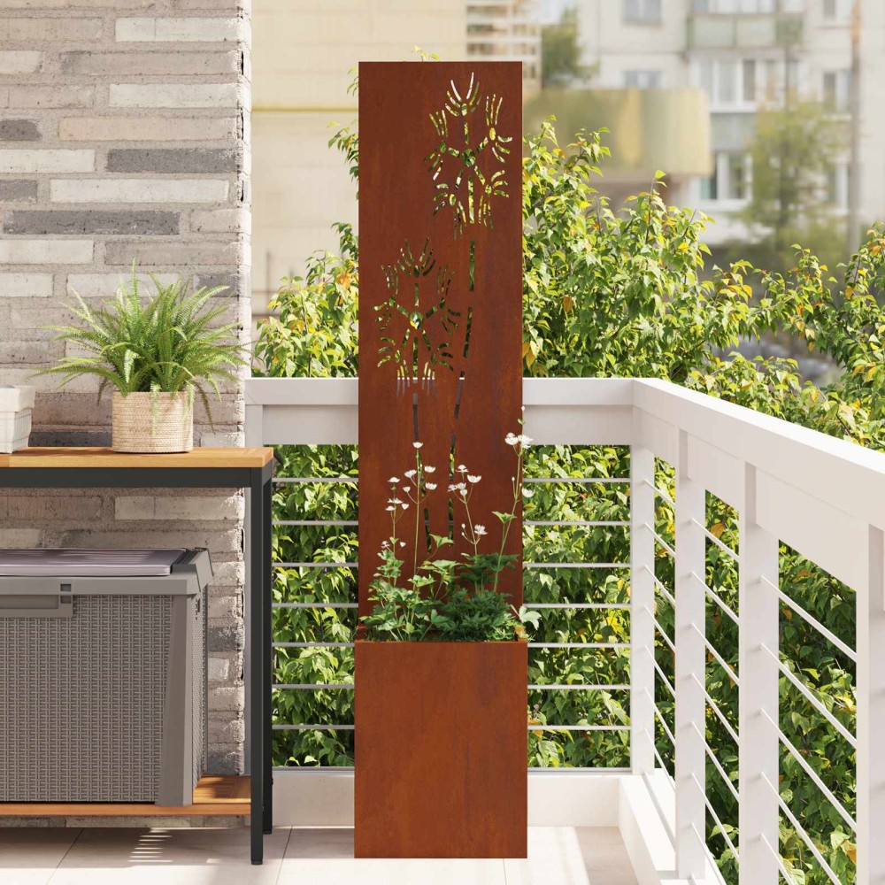 vidaXL Οθόνη Ιδιωτικότητας Κήπου Floral Σκ rusty 32 x 32 x 150 εκ