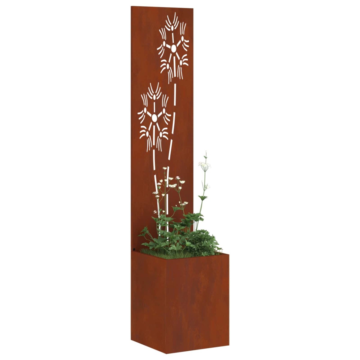 vidaXL Οθόνη Ιδιωτικότητας Κήπου Floral Σκ rusty 32 x 32 x 150 εκ