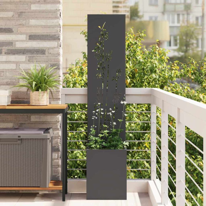 vidaXL Οθόνη Ιδιωτικότητας Κήπου Floral Μαύρο 32 x 32 x 150 εκ