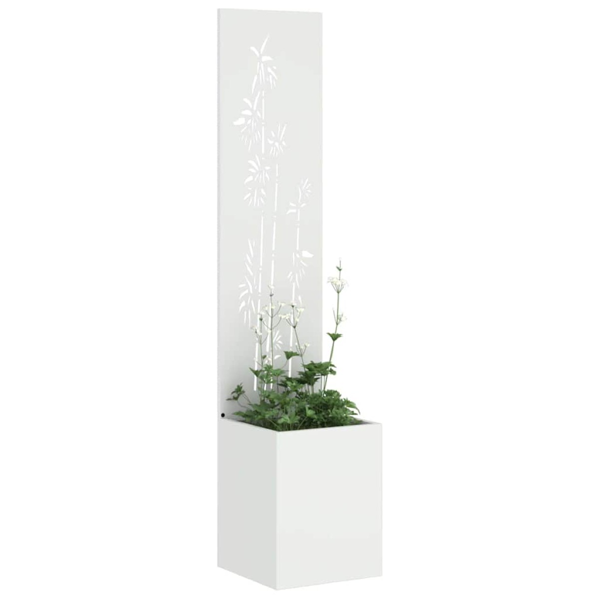 vidaXL Οθόνη Ιδιωτικότητας Κήπου Floral Λευκό 32 x 32 x 150 εκ