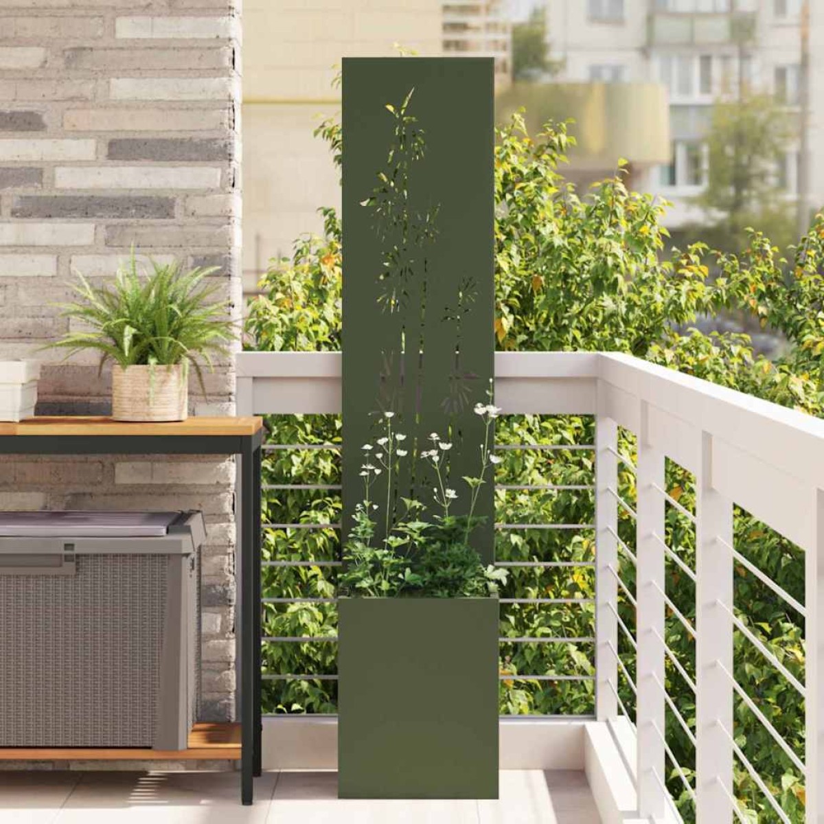 vidaXL Οθόνη Ιδιωτικότητας Κήπου Floral Λαδί 32 x 32 x 150 εκ