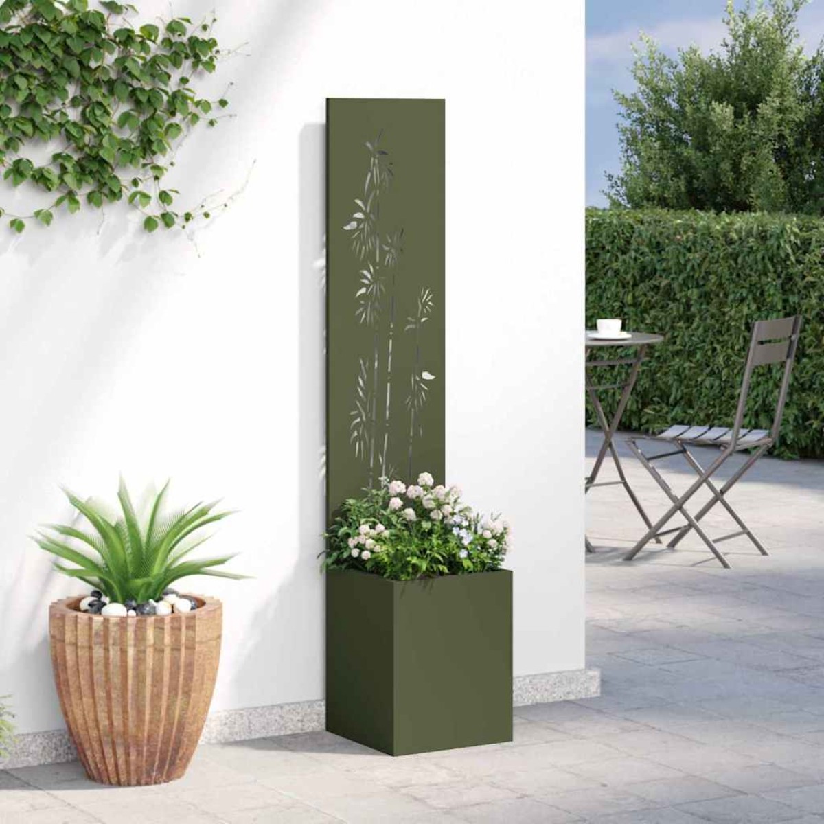 vidaXL Οθόνη Ιδιωτικότητας Κήπου Floral Λαδί 32 x 32 x 150 εκ