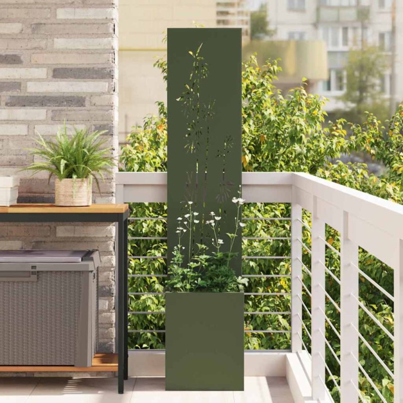 vidaXL Οθόνη Ιδιωτικότητας Κήπου Floral Λαδί 32 x 32 x 150 εκ