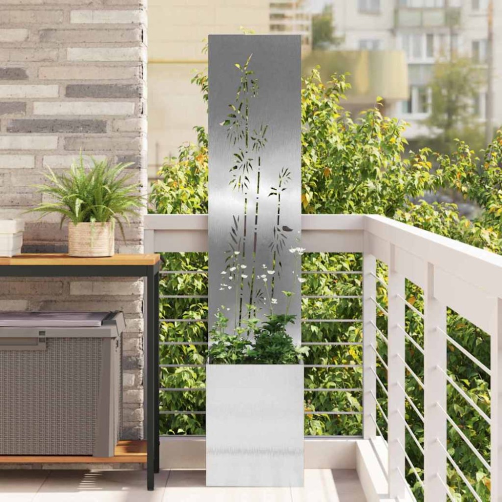 vidaXL Οθόνη Ιδιωτικότητας Κήπου Floral Ασημί 32 x 32 x 150 εκ