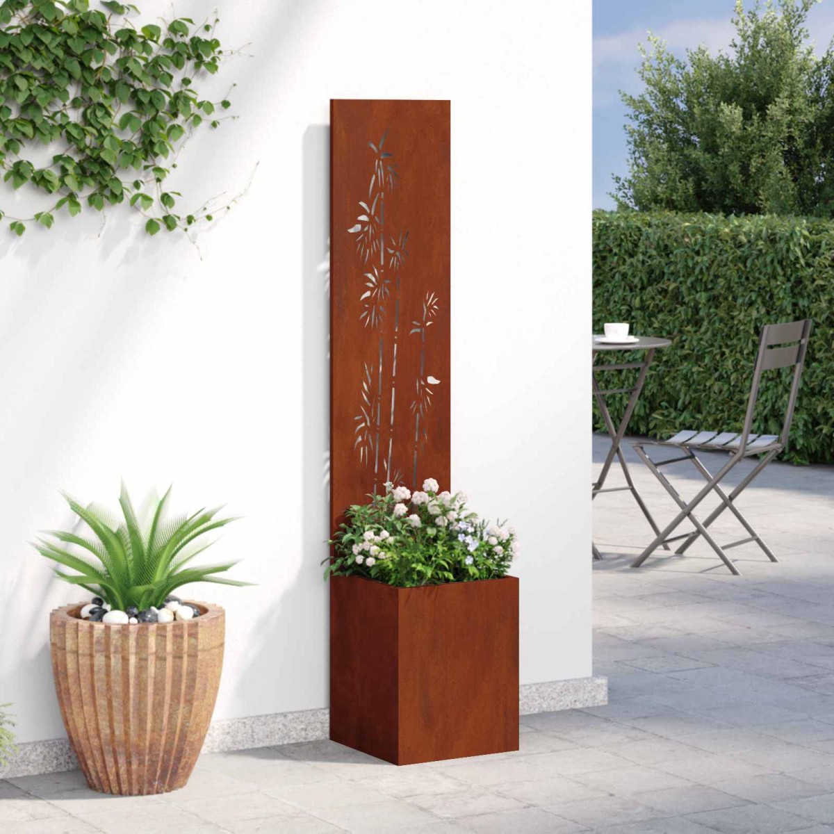 vidaXL Οθόνη Ιδιωτικότητας Κήπου Floral Σκ rusty 32 x 32 x 150 εκ