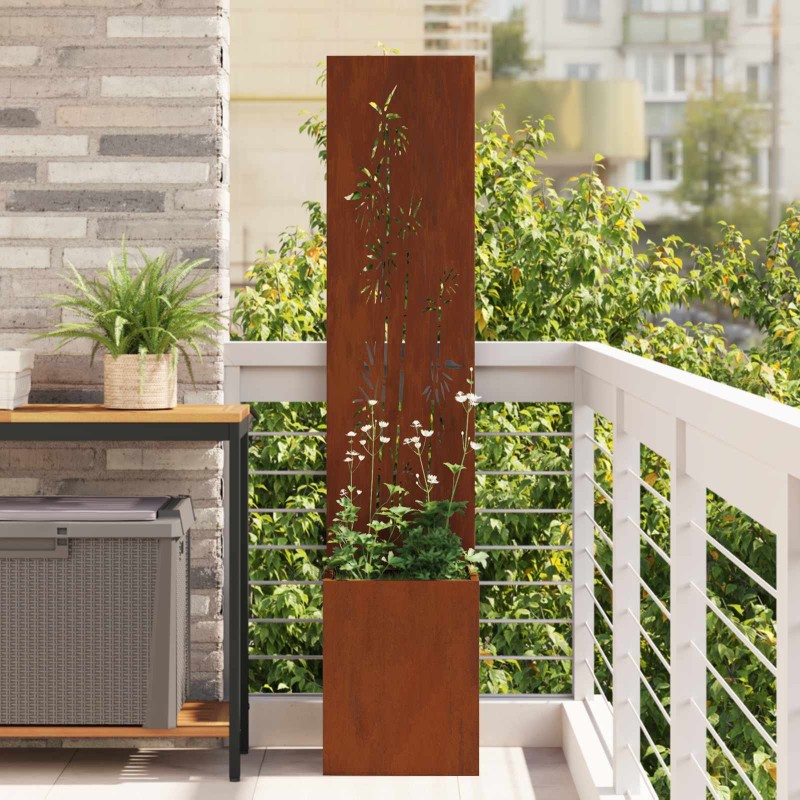 vidaXL Οθόνη Ιδιωτικότητας Κήπου Floral Σκ rusty 32 x 32 x 150 εκ