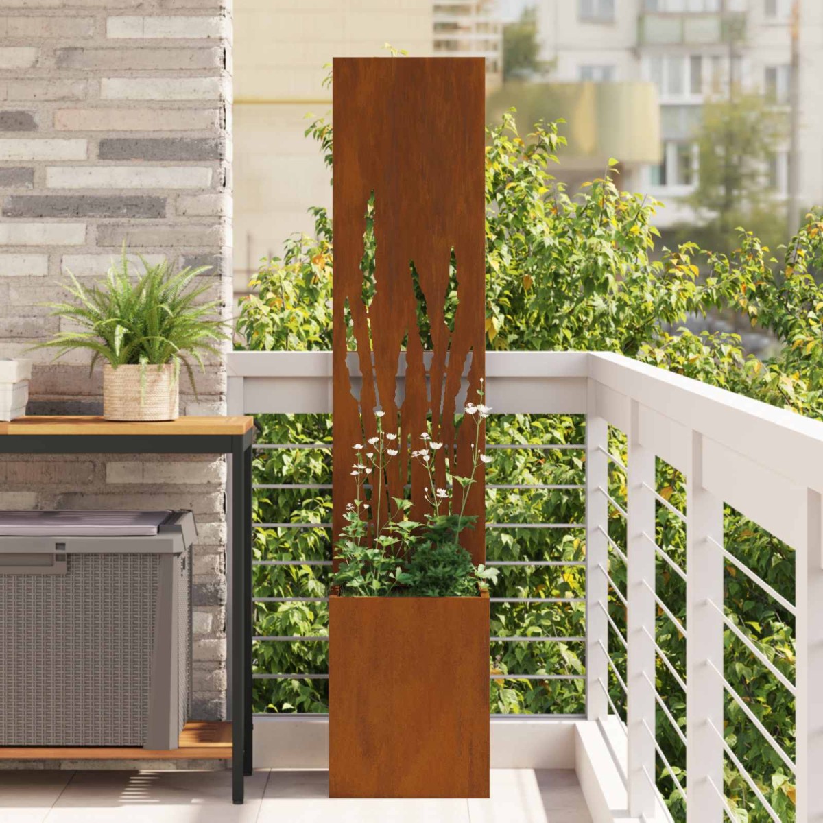 vidaXL Οθόνη Ιδιωτικότητας Κήπου Σκ rusty 32 x 32 x 150 εκ