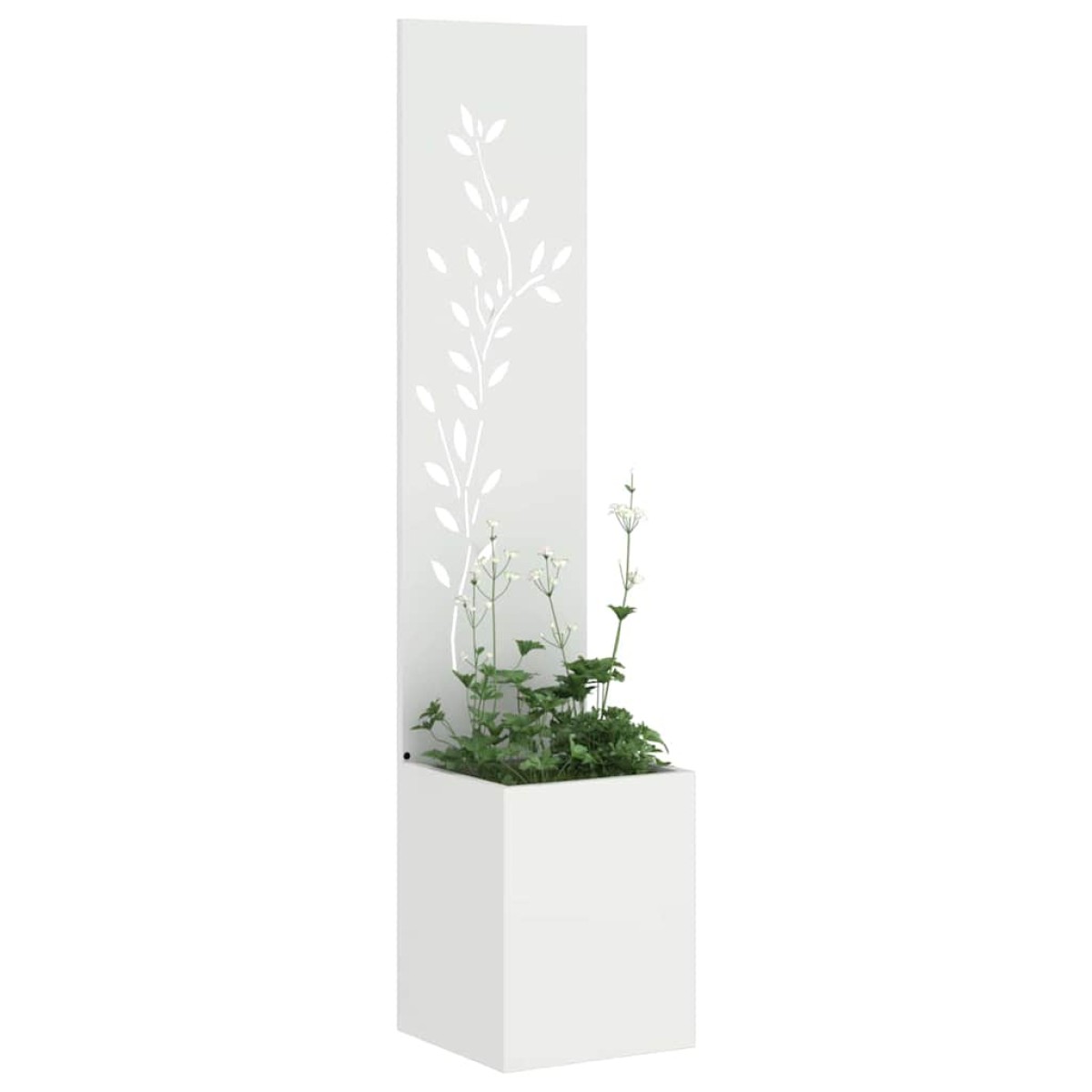 vidaXL Οθόνη Ιδιωτικότητας Κήπου Floral Λευκό 32 x 32 x 150 εκ