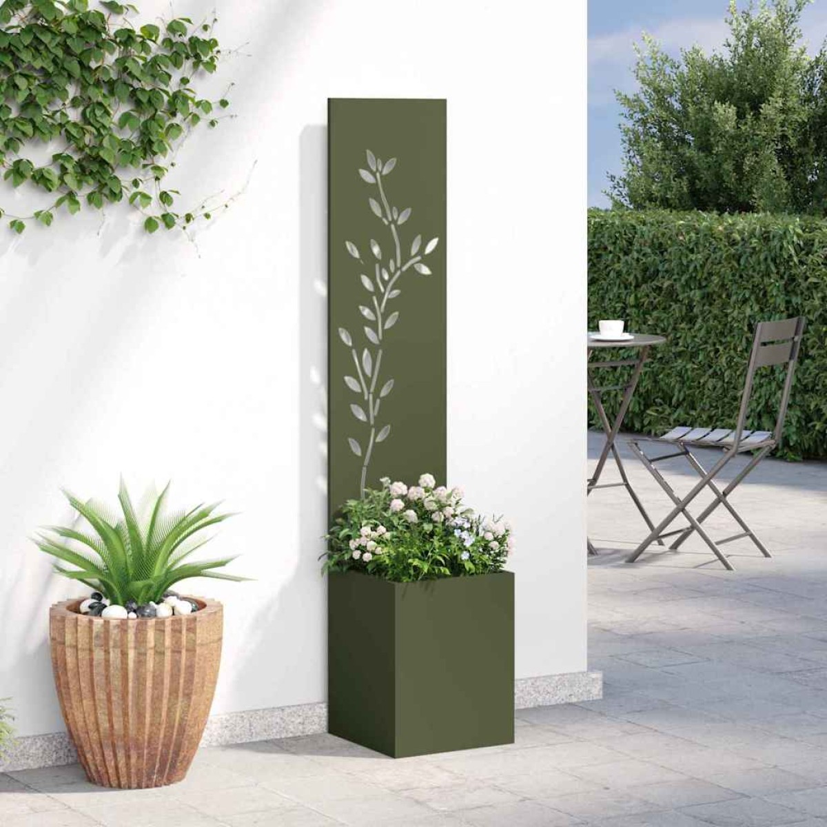 vidaXL Οθόνη Ιδιωτικότητας Κήπου Floral Λαδί 32 x 32 x 150 εκ
