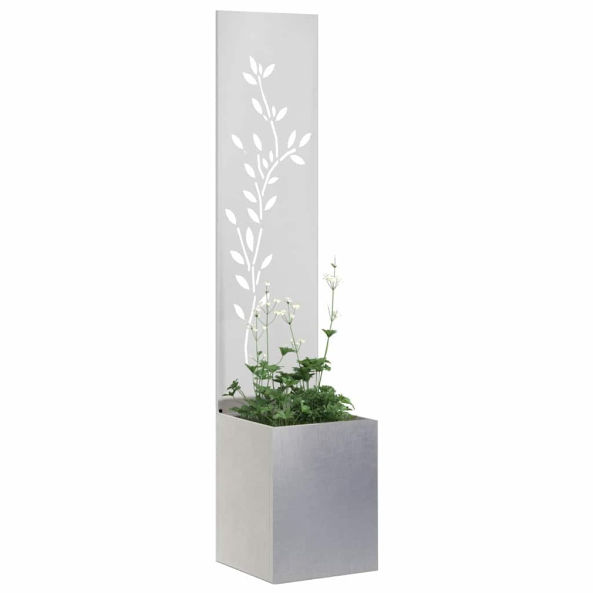 vidaXL Οθόνη Ιδιωτικότητας Κήπου Floral Ασημί 32 x 32 x 150 εκ
