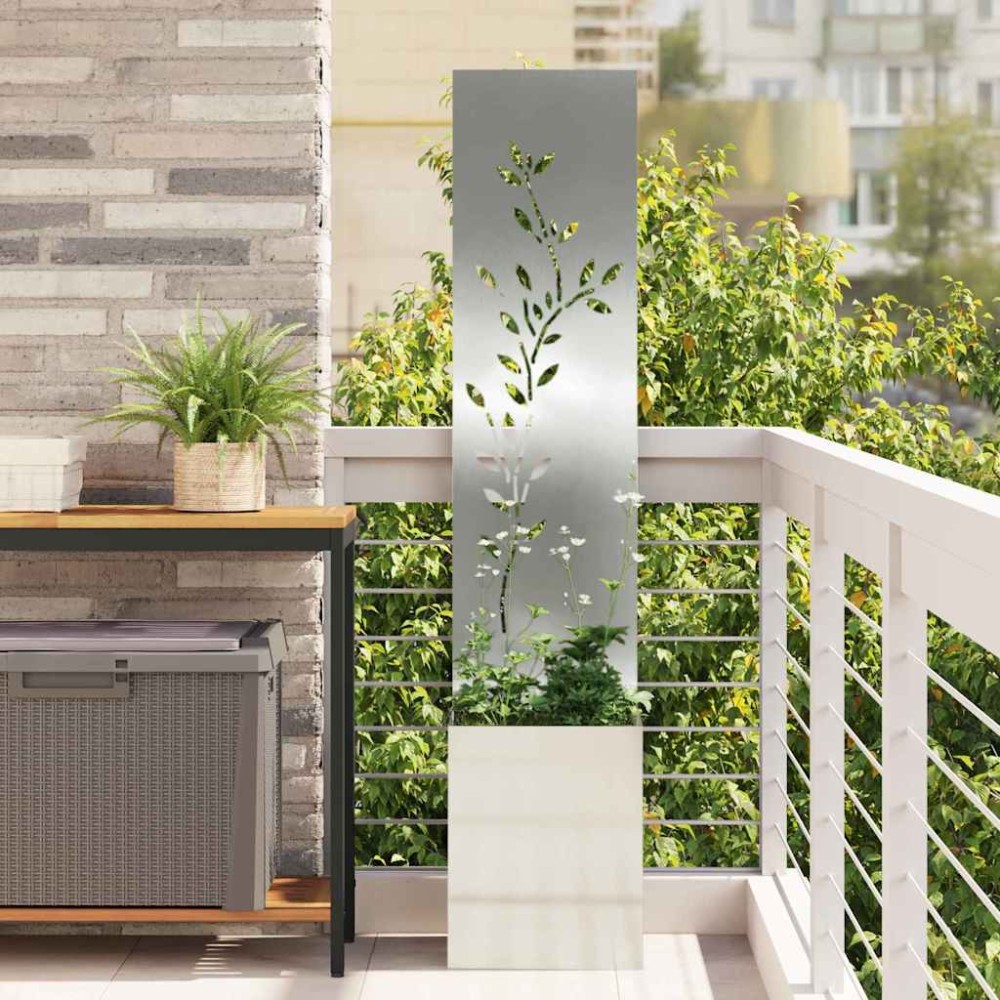 vidaXL Οθόνη Ιδιωτικότητας Κήπου Floral Ασημί 32 x 32 x 150 εκ