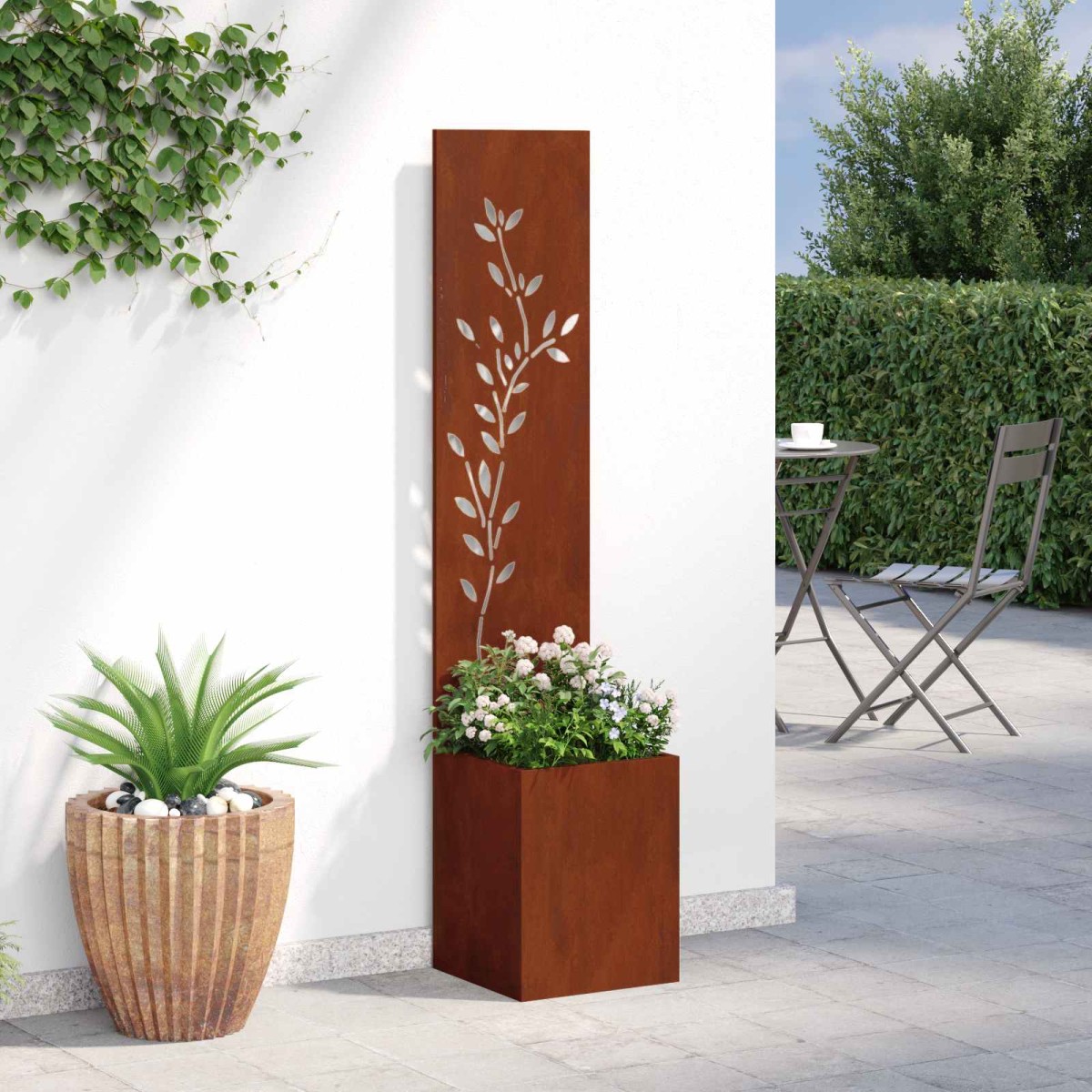 vidaXL Οθόνη Ιδιωτικότητας Κήπου Floral Σκ rusty 32 x 32 x 150 εκ