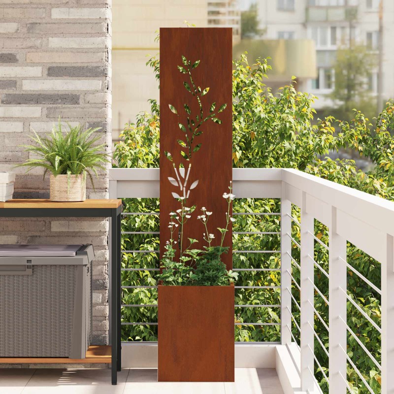 vidaXL Οθόνη Ιδιωτικότητας Κήπου Floral Σκ rusty 32 x 32 x 150 εκ