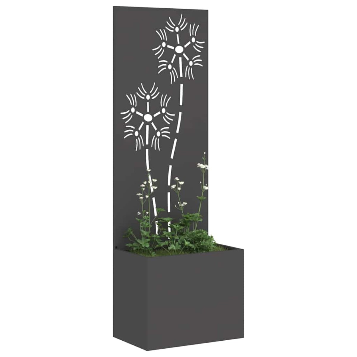vidaXL Οθόνη Ιδιωτικότητας Κήπου Floral Μαύρο 50 x 32 x 150 εκ