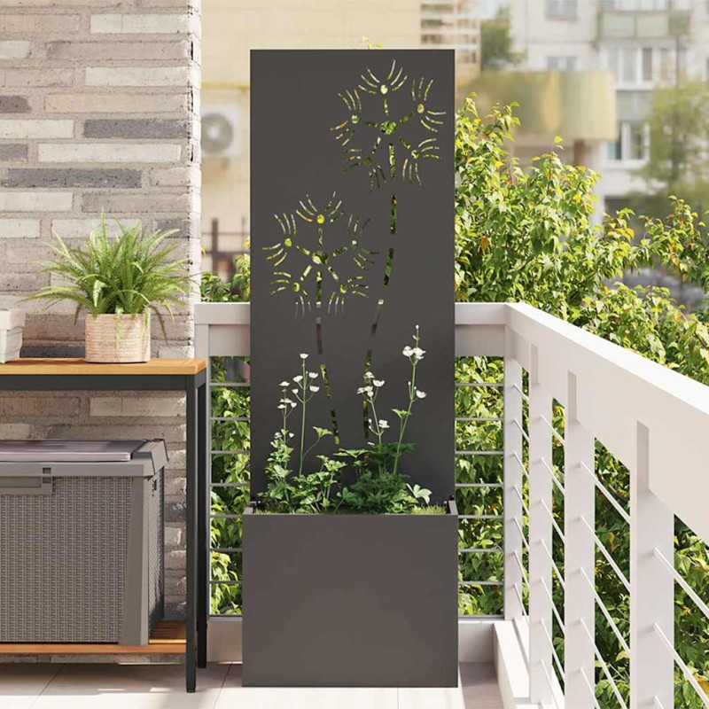 vidaXL Οθόνη Ιδιωτικότητας Κήπου Floral Μαύρο 50 x 32 x 150 εκ