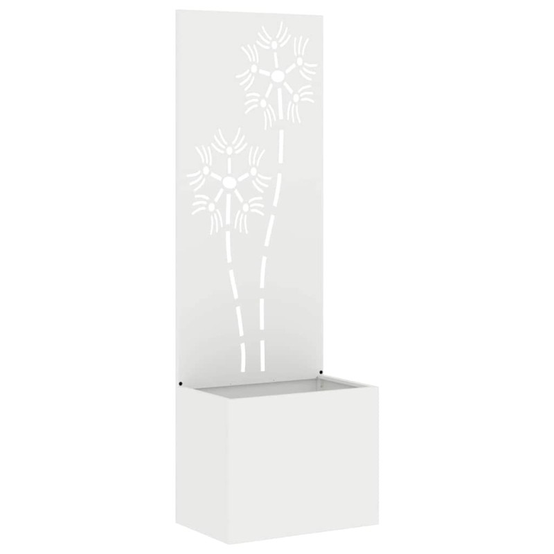 vidaXL Οθόνη Ιδιωτικότητας Κήπου Floral Λευκό 50 x 32 x 150 εκ