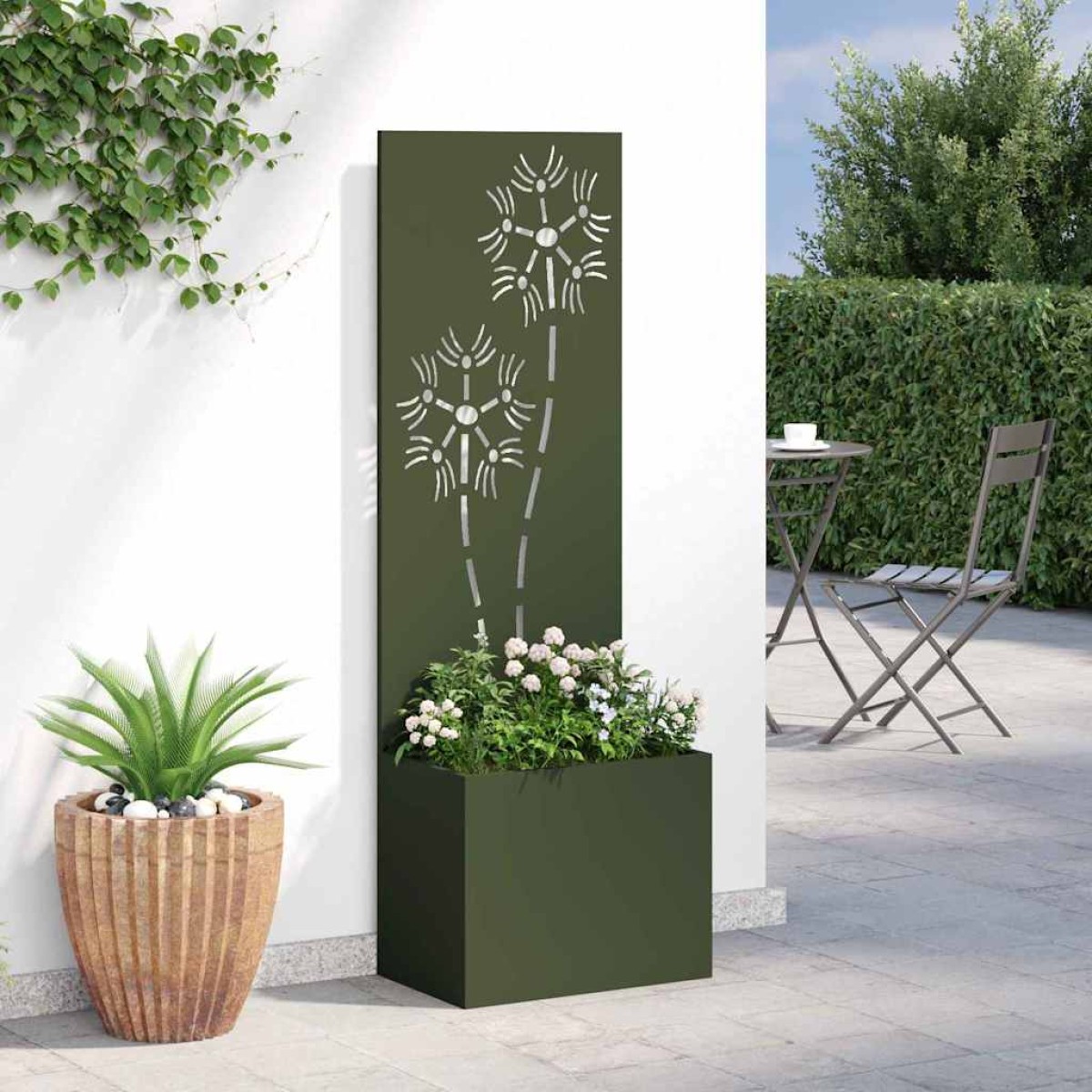 vidaXL Οθόνη Ιδιωτικότητας Κήπου Floral Λαδί 50 x 32 x 150 εκ