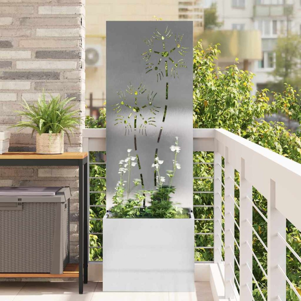 vidaXL Οθόνη Ιδιωτικότητας Κήπου Floral Ασημί 50 x 32 x 150 εκ