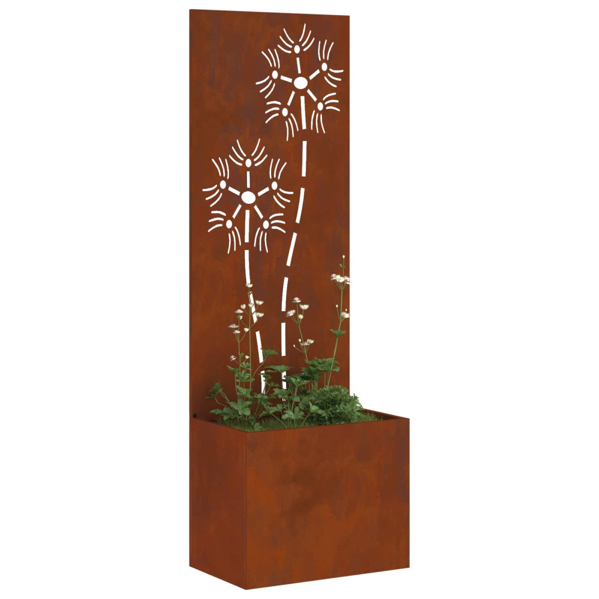 vidaXL Οθόνη Ιδιωτικότητας Κήπου Floral Σκ rusty 50 x 32 x 150 εκ