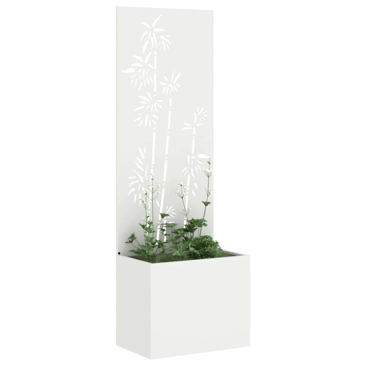 vidaXL Οθόνη Ιδιωτικότητας Κήπου Floral Λευκό 50 x 32 x 150 εκ
