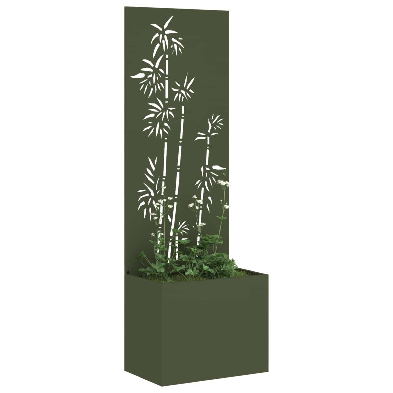 vidaXL Οθόνη Ιδιωτικότητας Κήπου Floral Λαδί 50 x 32 x 150 εκ