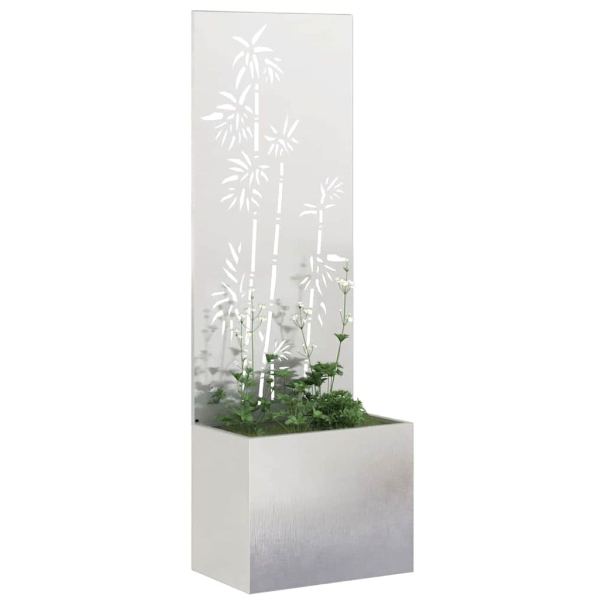 vidaXL Οθόνη Ιδιωτικότητας Κήπου Floral Ασημί 50 x 32 x 150 εκ