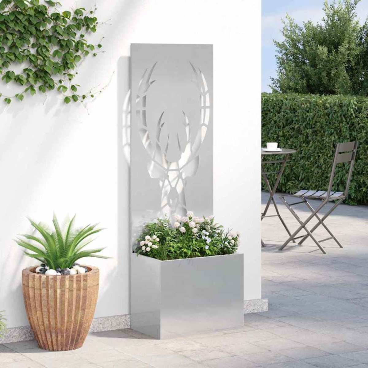 vidaXL Οθόνη Ιδιωτικότητας Κήπου Animal Print Ασημί 50 x 32 x 150 εκ