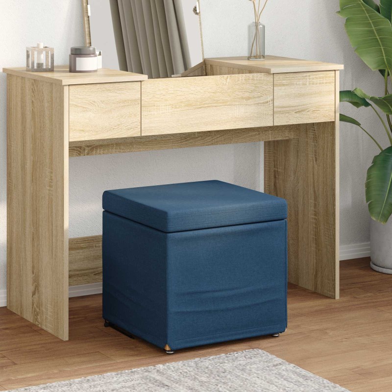 vidaXL Σκαμνί Μπλε 41 x 41 x 40 εκ Ύφασμα και Επεξεργασμένο Ξύλο