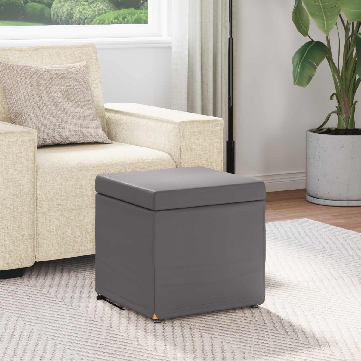 vidaXL Σκαμνί Γκρι 41 x 41 x 40 εκ Ψεύτικο Δέρμα και Μηχανικά Ξύλα