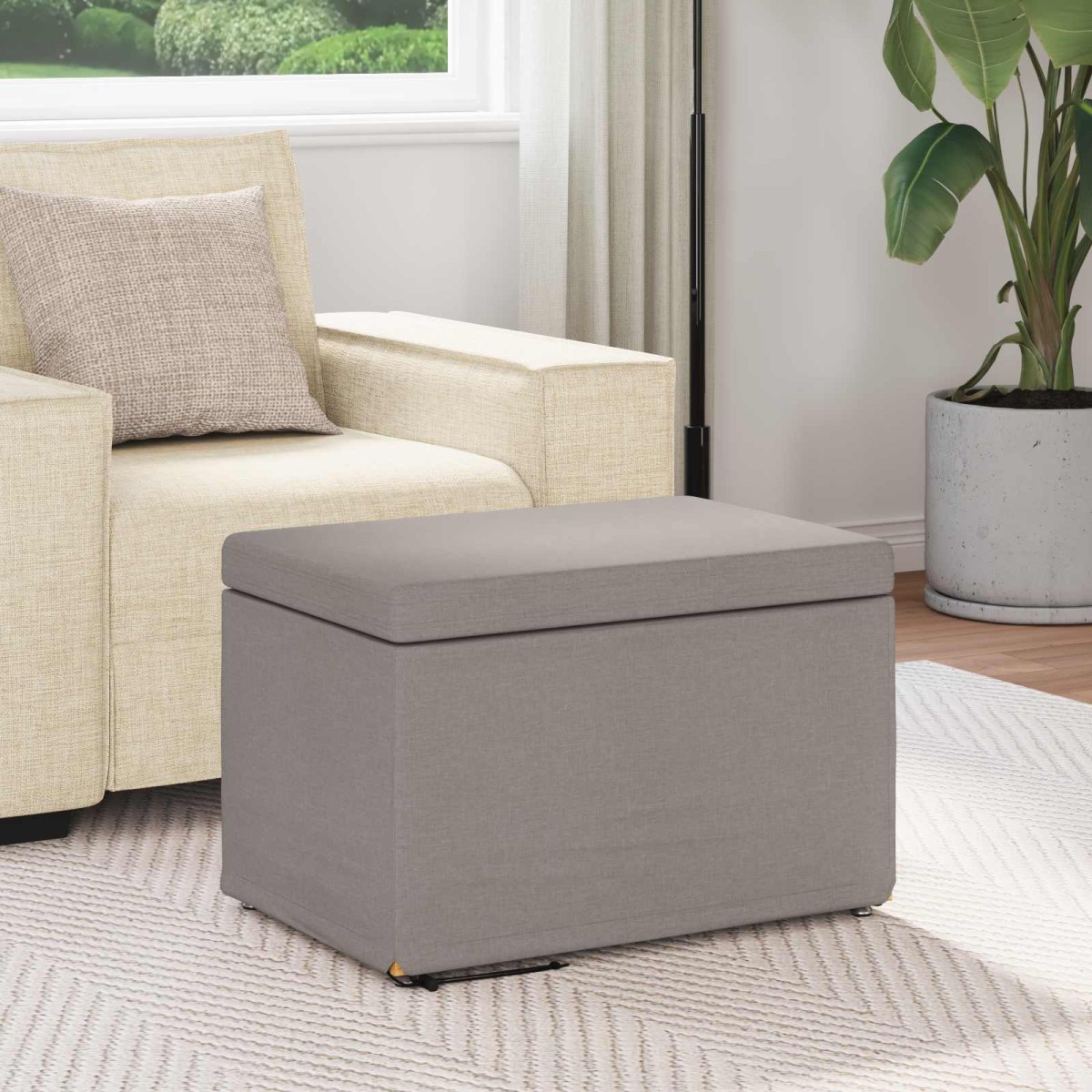 vidaXL Σκαμνί Taupe 61 x 41 x 40 εκ Ύφασμα και Επεξεργασμένο Ξύλο