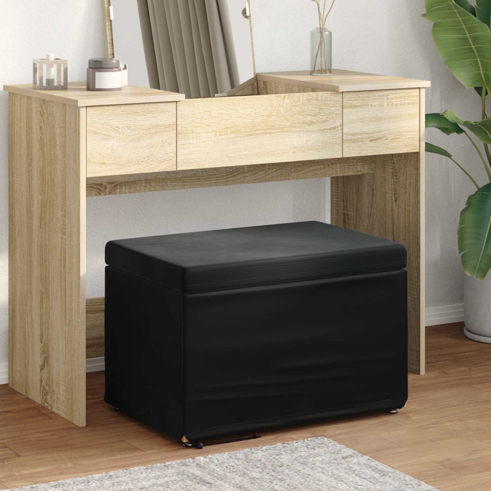 vidaXL Σκαμνί Μαύρο 61 x 41 x 40 εκ Βελούδο και Μηχανικά Ξύλα