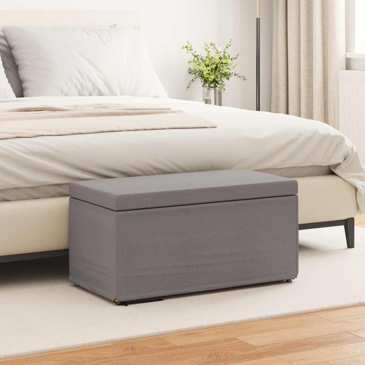 vidaXL Σκαμνί Taupe 81 x 41 x 40 cm Ύφασμα και Επεξεργασμένο Ξύλο