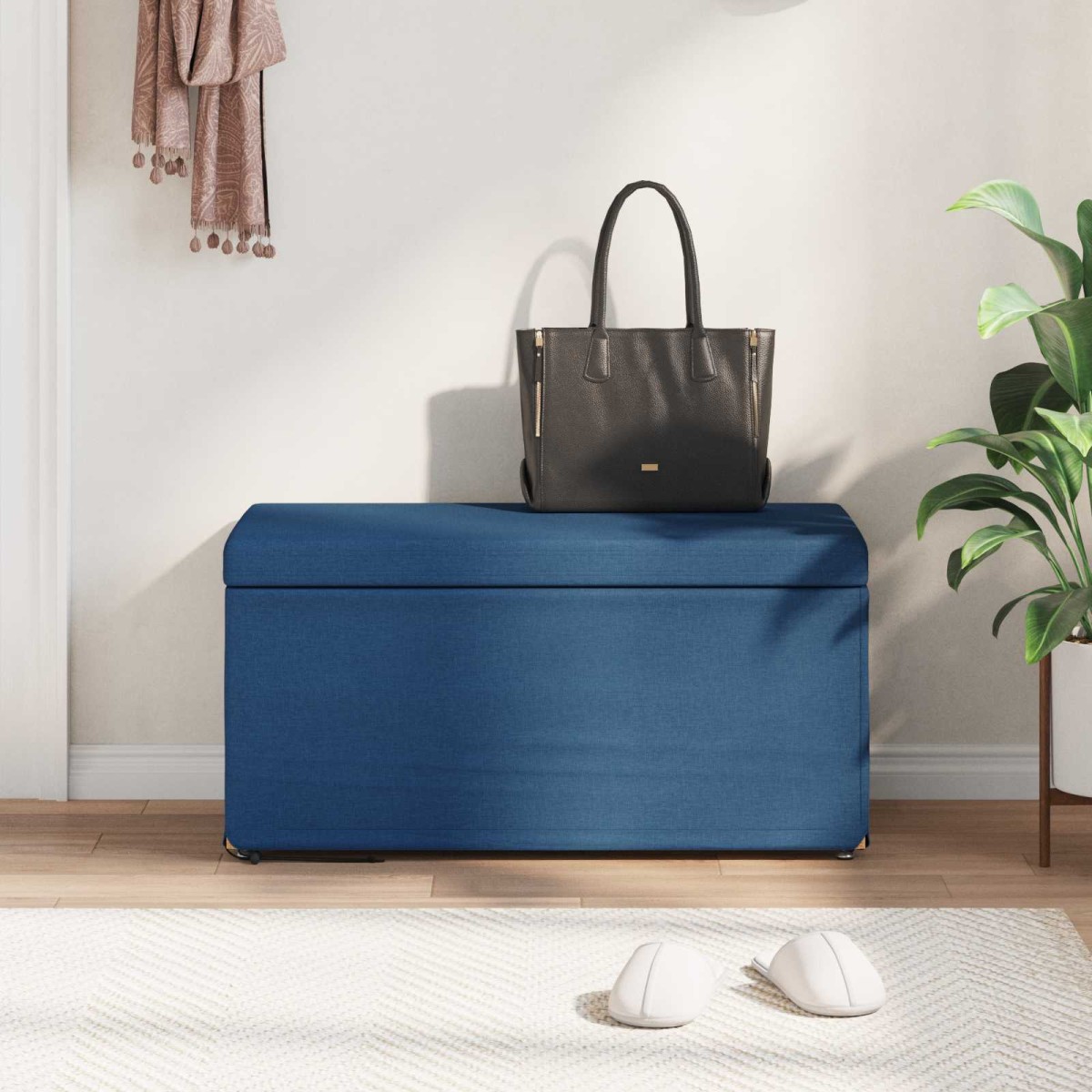 vidaXL Σκαμνί Μπλε 81 x 41 x 40 cm Ύφασμα και Επεξεργασμένο Ξύλο
