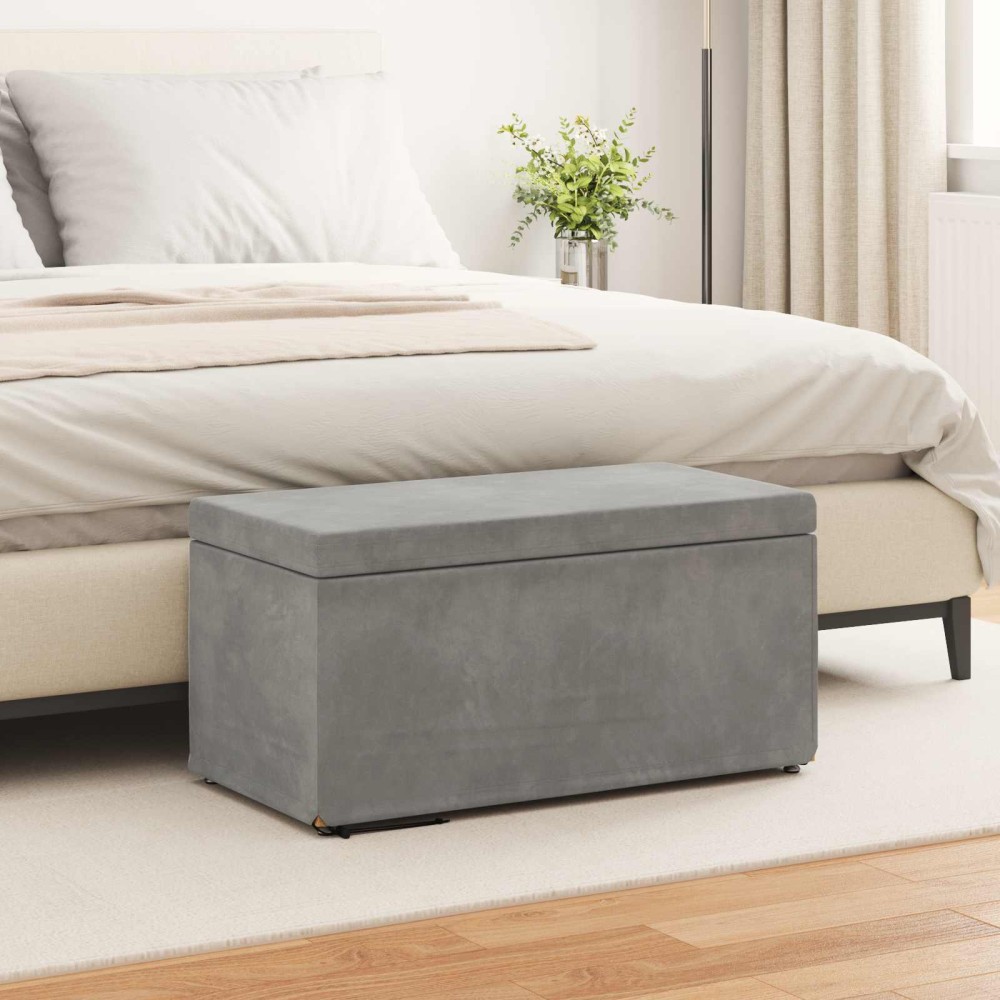 vidaXL Σκαμνί Ανοιχτό γκρι 81 x 41 x 40 cm Βελούδο και Μηχανικά Ξύλα