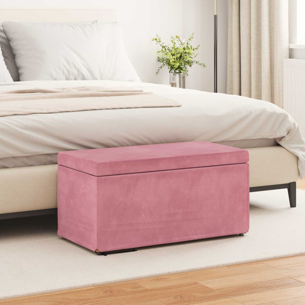 vidaXL Σκαμνί Ροζ 81 x 41 x 40 cm Βελούδο και Μηχανικά Ξύλα