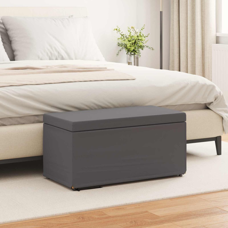 vidaXL Σκαμνί Γκρι 81 x 41 x 40 cm Ψεύτικο Δέρμα και Μηχανικά Ξύλα