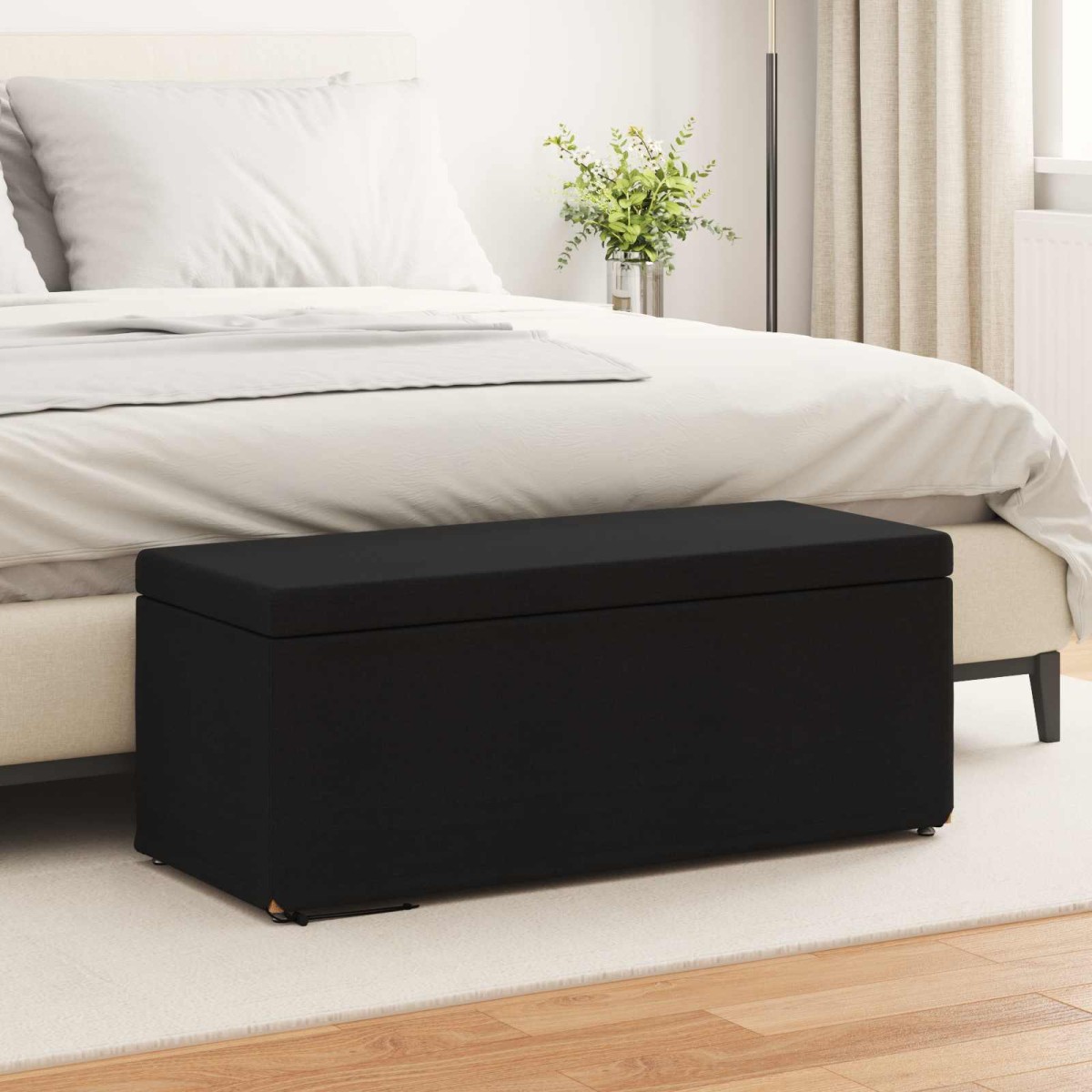 vidaXL Σκαμνί Μαύρο 101 x 41 x 40 εκ Ύφασμα και Επεξεργασμένο Ξύλο
