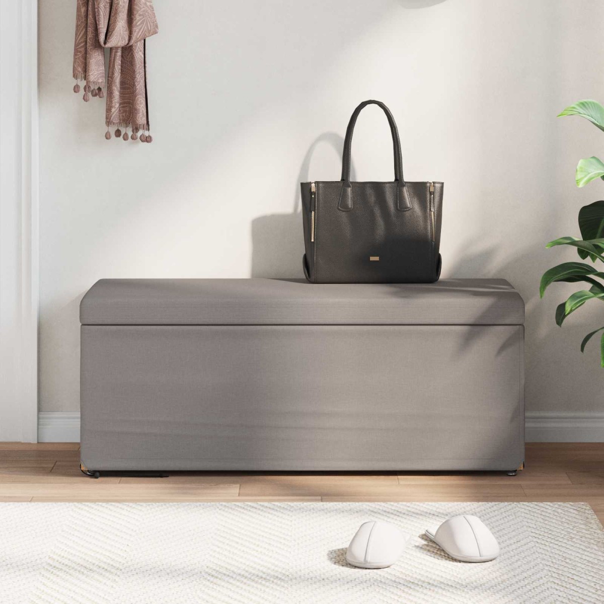 vidaXL Σκαμνί Taupe 101 x 41 x 40 εκ Ύφασμα και Επεξεργασμένο Ξύλο
