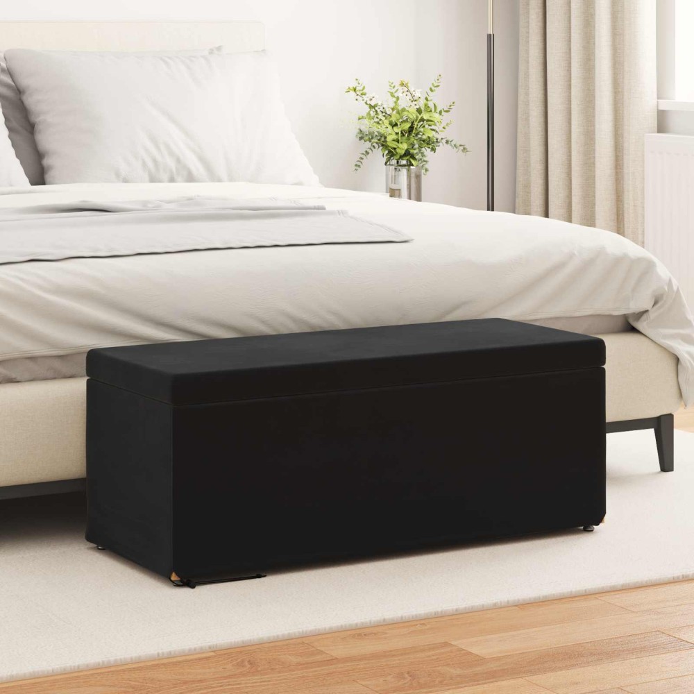 vidaXL Σκαμνί Μαύρο 101 x 41 x 40 εκ Βελούδο και Μηχανικά Ξύλα