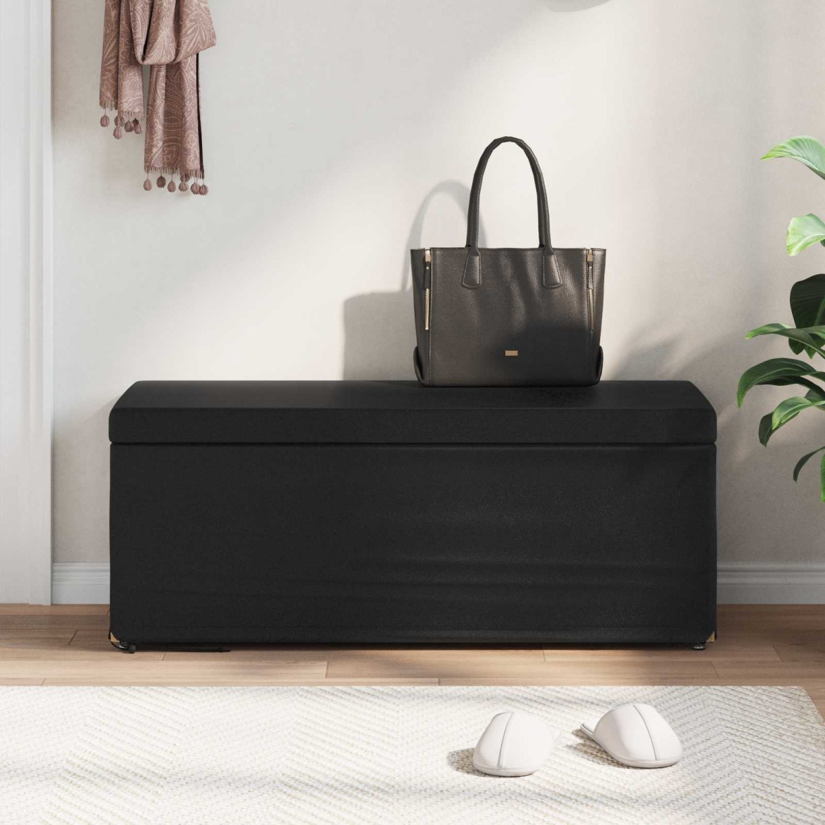 vidaXL Σκαμνί Μαύρο 101 x 41 x 40 εκ Ψεύτικο Δέρμα και Μηχανικά Ξύλα