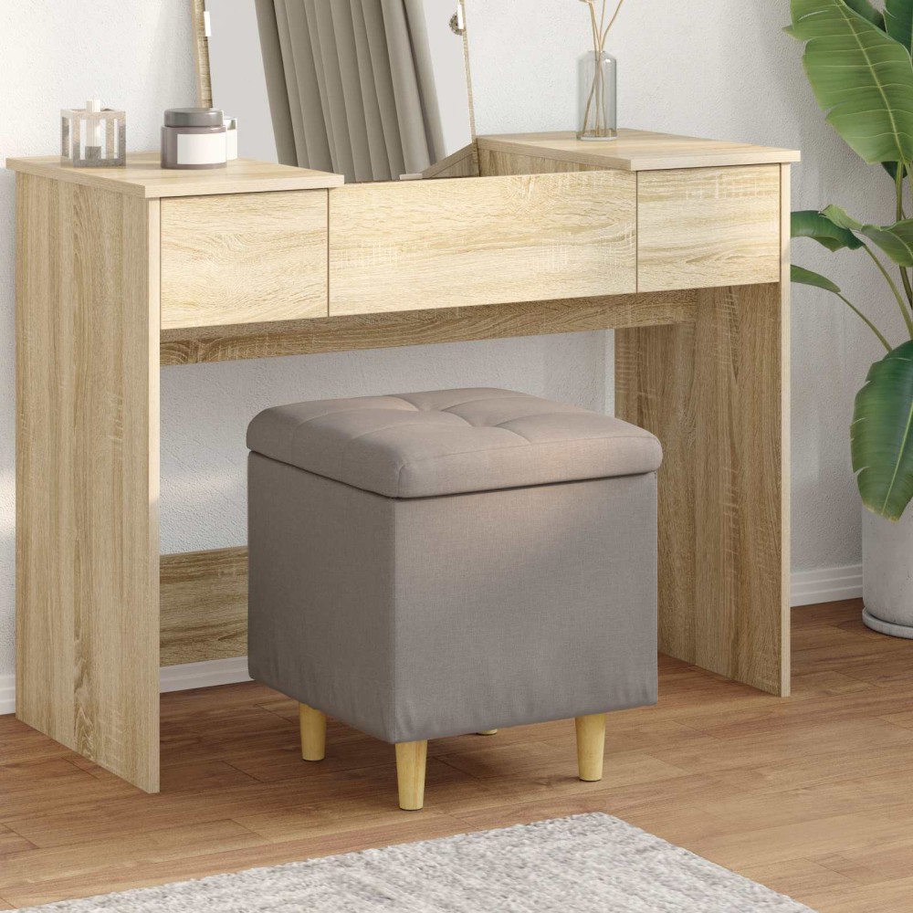 vidaXL Οθωμανικό αποθήκευσης με μαξιλάρι Taupe 40 x 40 x 45 cm ύφασμα