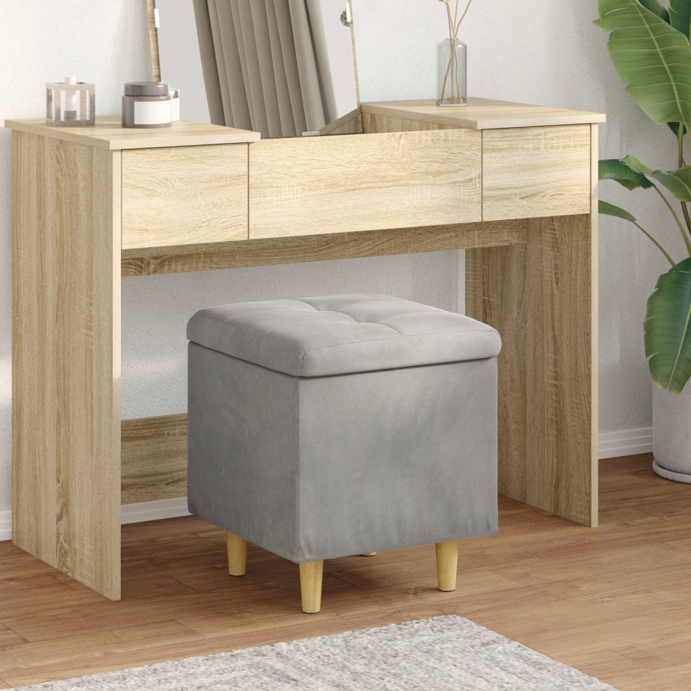 vidaXL Οθωμανικό αποθήκευσης Ανοιχτό γκρι 40 x 40 x 45 cm Βελούδο