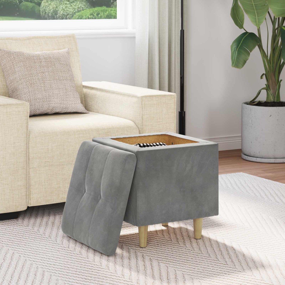 vidaXL Οθωμανικό αποθήκευσης Σκούρο Γκρι 40 x 40 x 45 cm Βελούδο
