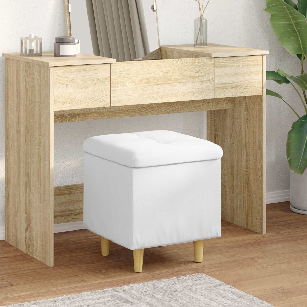 vidaXL Οθωμανικό αποθήκευσης Λευκός 40 x 40 x 45 cm Τεχνητό δέρμα
