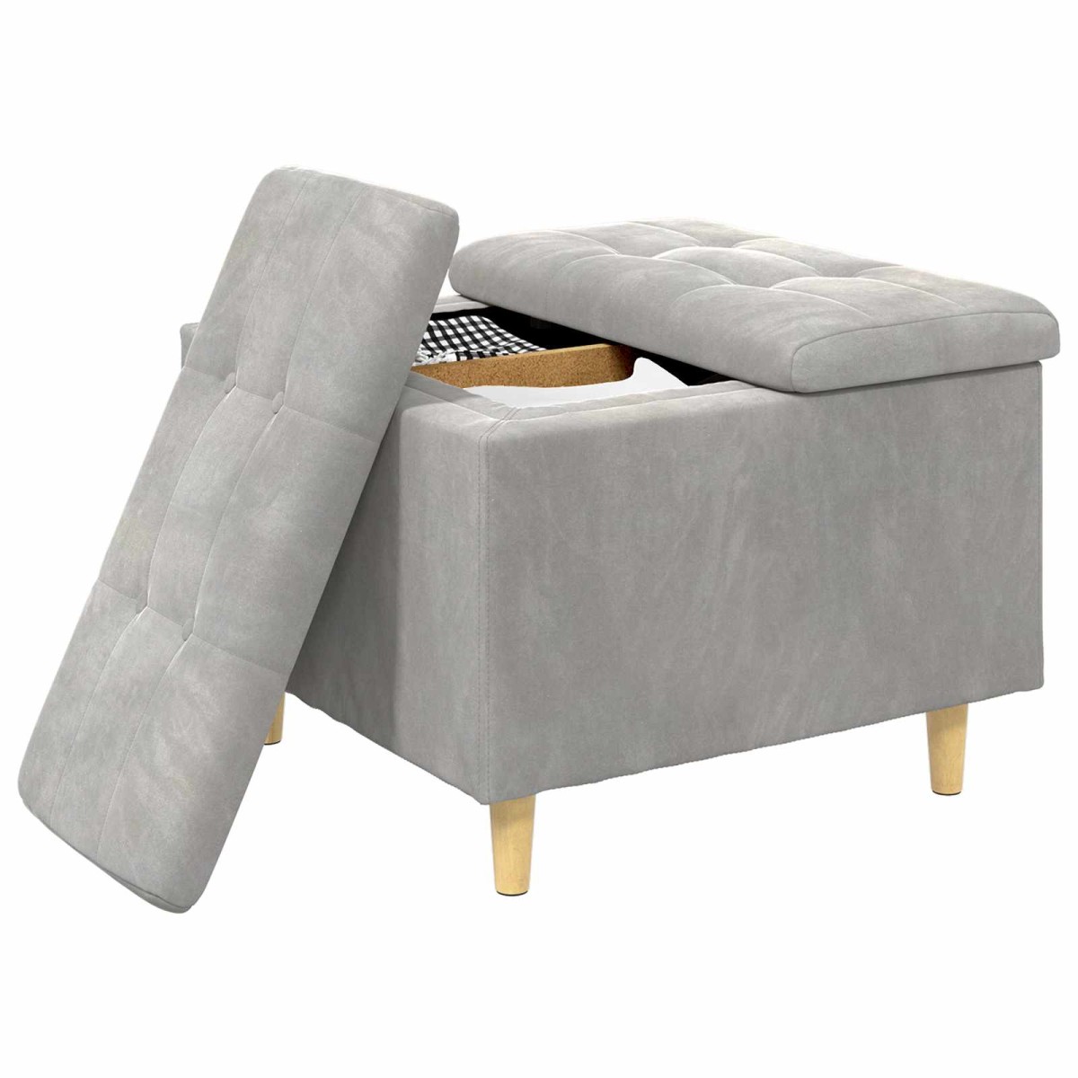 vidaXL Οθωμανικό αποθήκευσης Ανοιχτό γκρι 60 x 60 x 45 cm Βελούδο