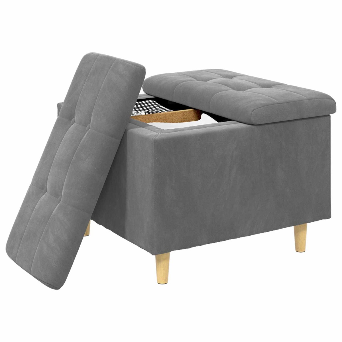 vidaXL Οθωμανικό αποθήκευσης Σκούρο Γκρι 60 x 60 x 45 cm Βελούδο