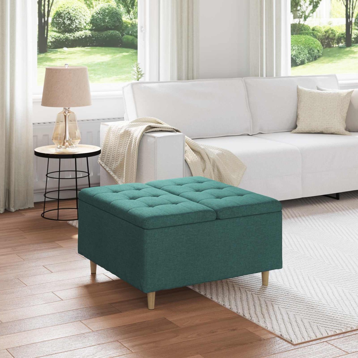 vidaXL Οθωμανικό αποθήκευσης Σκούρο Πράσινο 80 x 80 x 45 cm ύφασμα