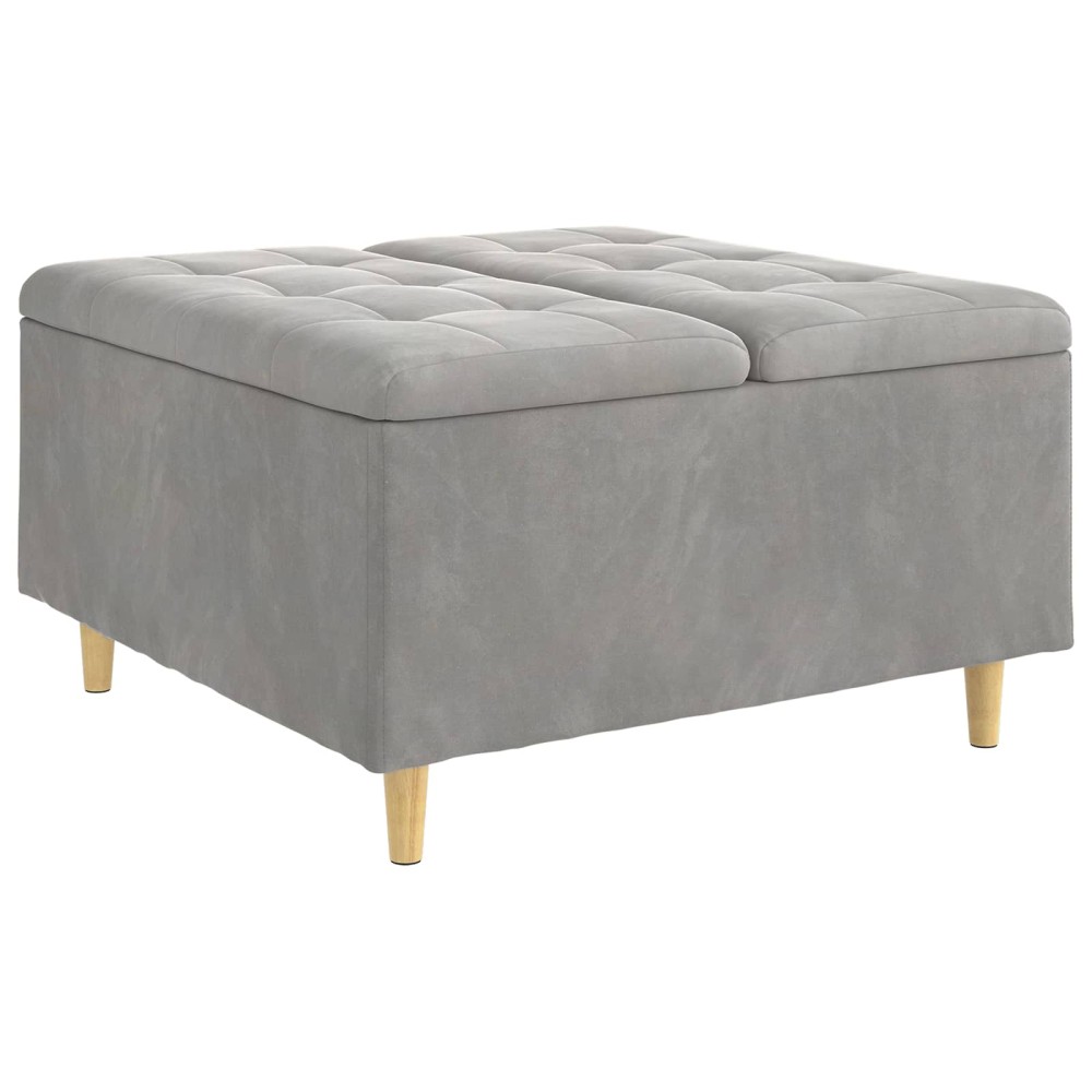 vidaXL Οθωμανικό αποθήκευσης Ανοιχτό γκρι 80 x 80 x 45 cm Βελούδο