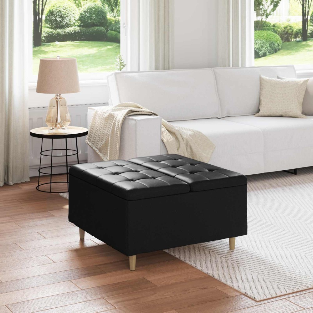 vidaXL Οθωμανικό αποθήκευσης Μαύρο 80 x 80 x 45 cm Τεχνητό δέρμα